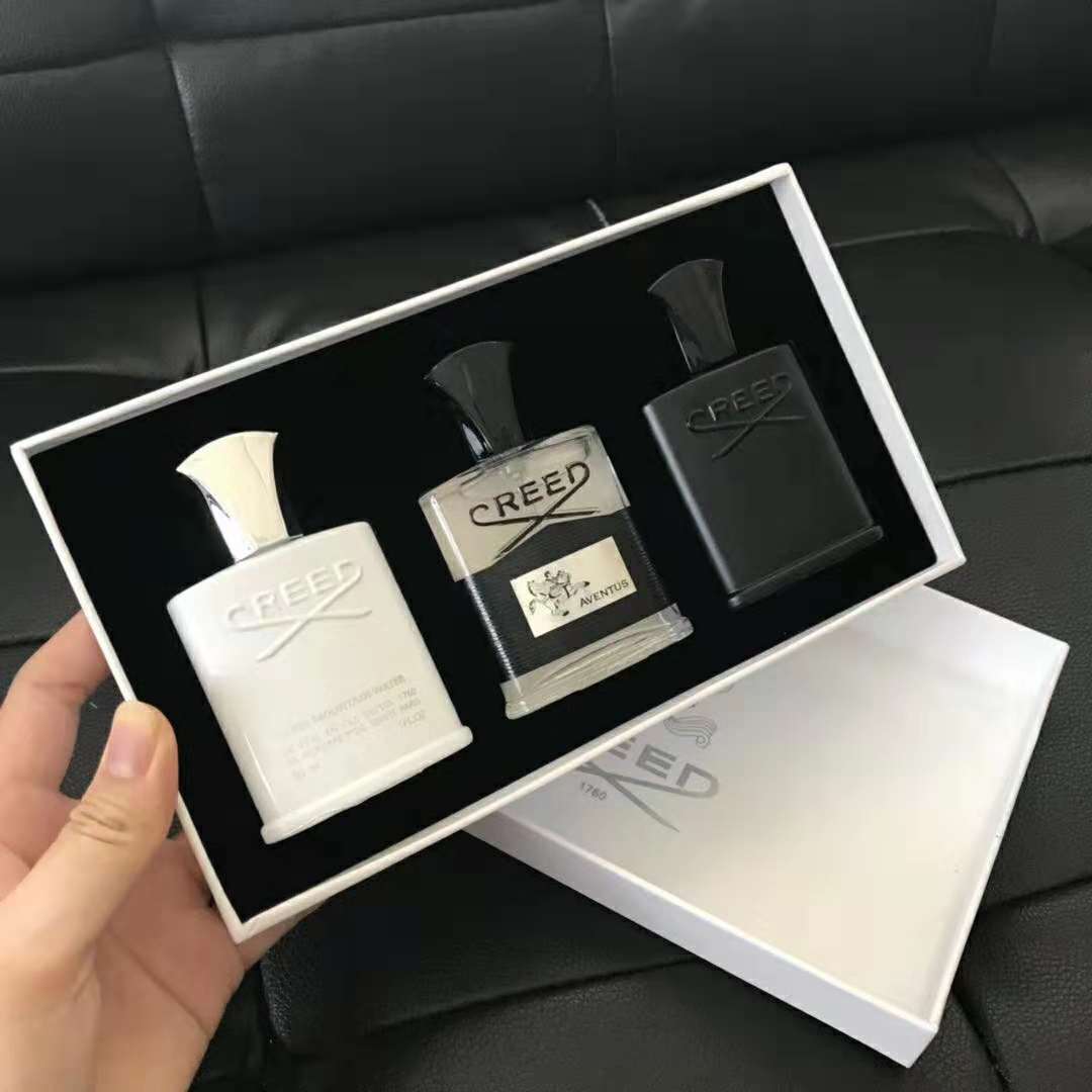 

2021 New Men Fragrance Set 3pcs/set t Intense Scent Fragrant Silver Mountain Water/Creed aventus/Green Irish Tweed 30ML*3
