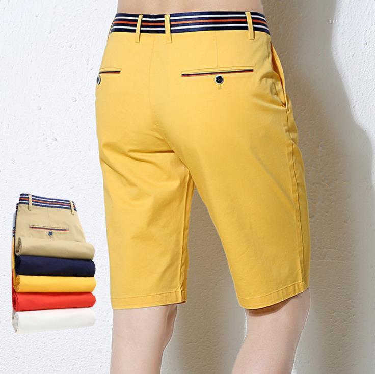 

Stretch Cotton Shorts Mens Casual Shorts Summer Knee Length Casual Beach Pants Pure Men Fashion Short Trousers Men's Bottoms 381, White