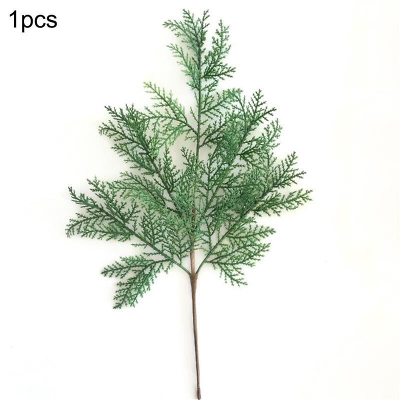 

1/5pc Realistic Looking Artificial Cedar Picks Cypress Leaves Pine cones Stem Fake Leaves Plants Christmas Decoration Flowers, 1pc