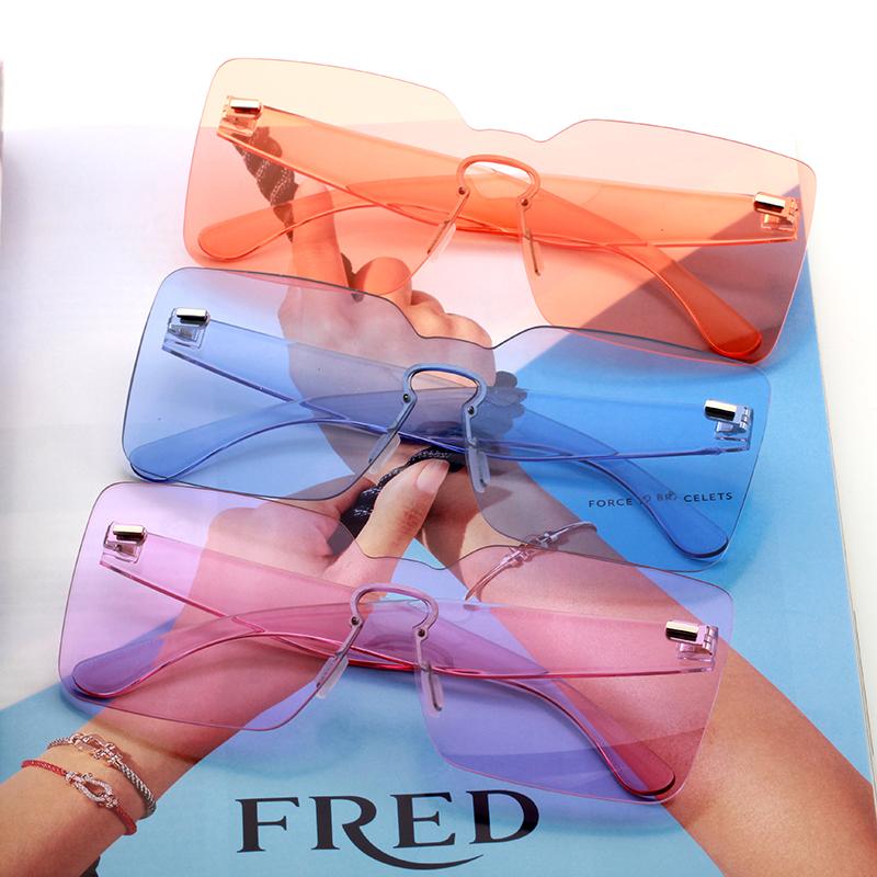 

rimless oversized square sunglasses women 2020 sun Glasses yellow orange white big large frameless eyeglasses trending product