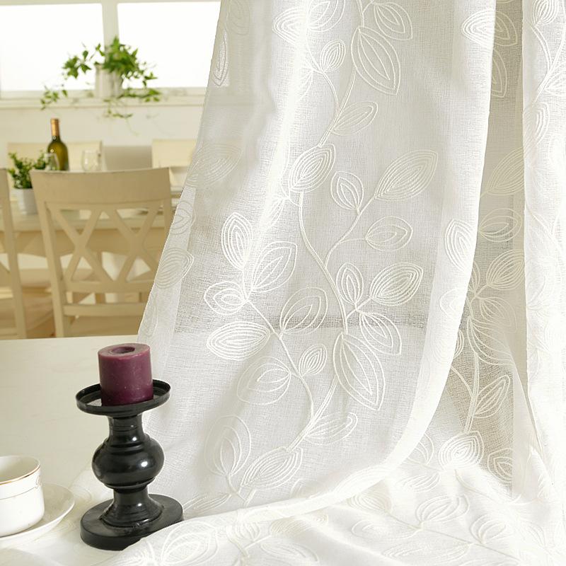 

Pastoral Fabric White Embroidered Window Yarn Tulle Sheer Voile Curtains For Bedroom Living Room Curtain Rideaux Chambre Voilage