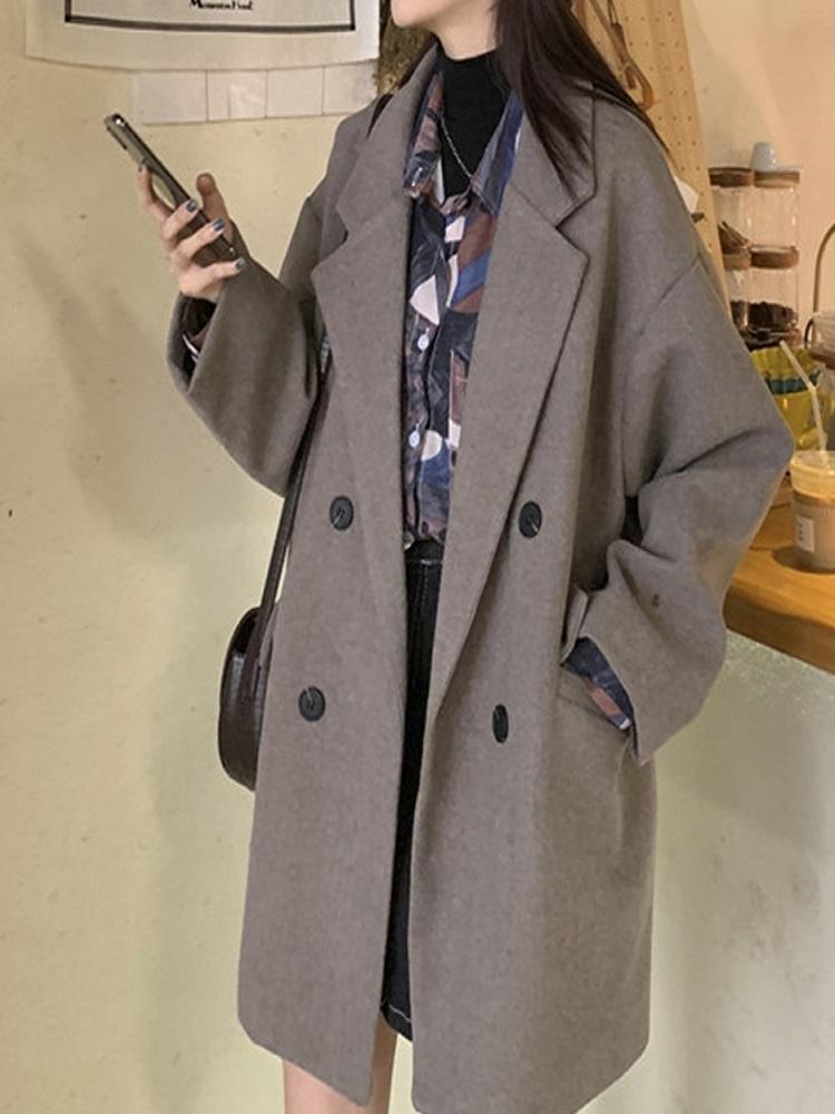 

New Korean Loose And Versatile Fashion Coat For Fall / Winter 2021, Black