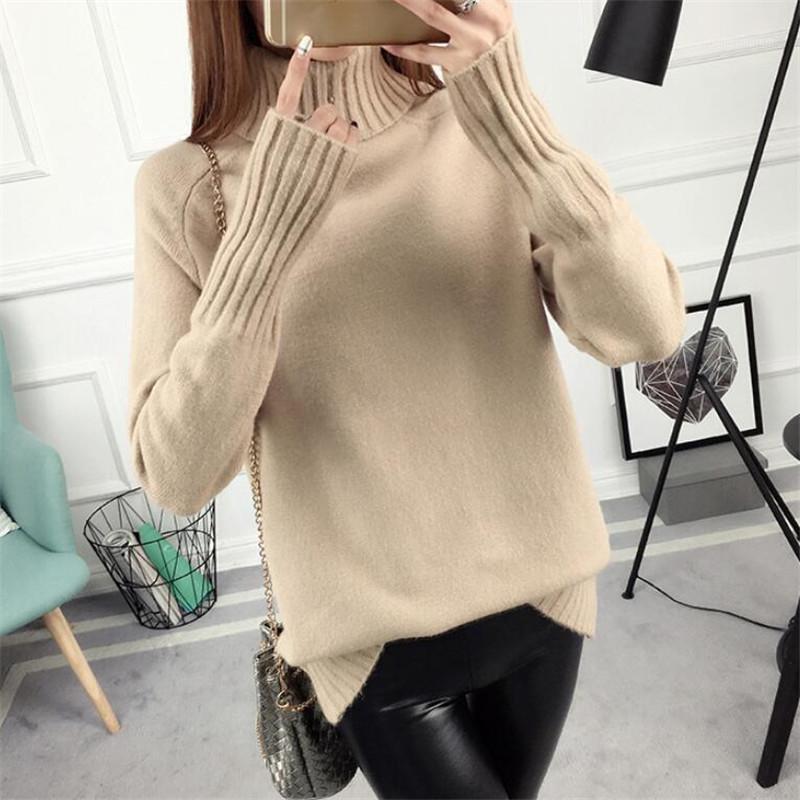 

7 colors 2020 Autumn winter Fashion Sweater Women Knitted Turtleneck Sweater Casual Soft Fashion Slim Femme Elasticity Pullovers1, White