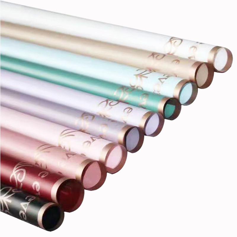 

Wholesale Golden Frame Jelly Film Flower Wrapping Plastic Material Christmas Party Bouquet Gift Packaging Paper 20 Sheets/Pack