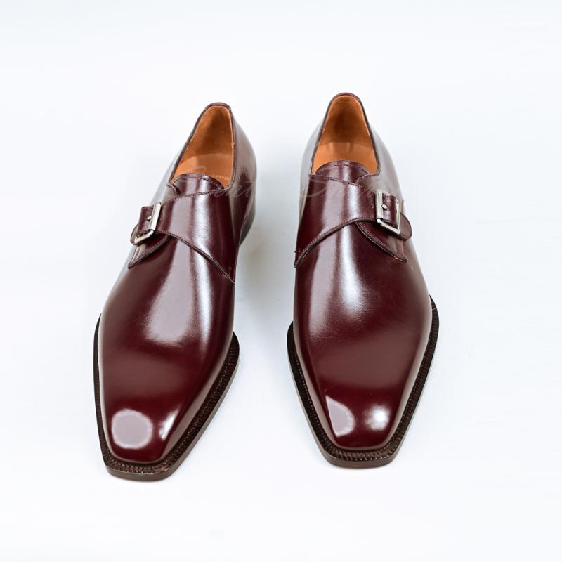 

Monk shoes leather dress shoes office wedding high-quality men's luxury business plus size leather1, Brown