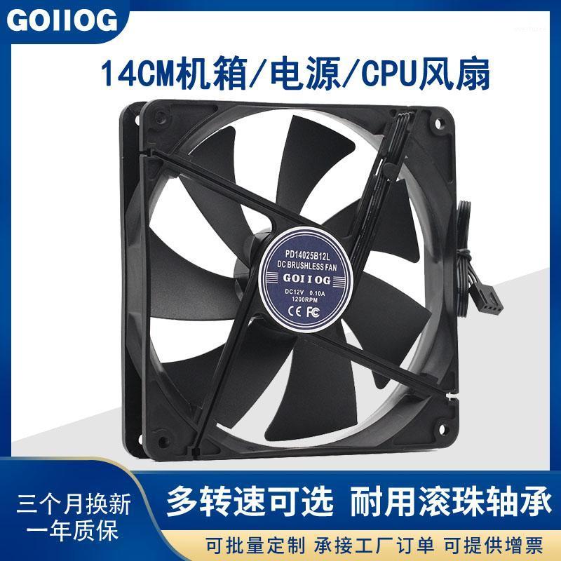 

12V Ultra-Quiet Max Airflow Rate PWM Temperature Control 14cm Chassis CPU Double Ball CoolingFan 140x140x25mm cooler1