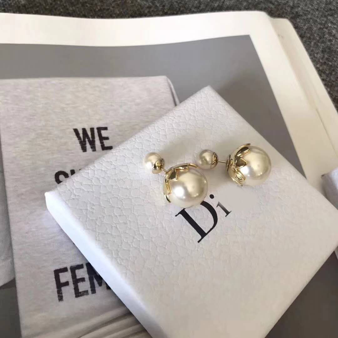 

Luxury Brand Designer Stud Earrings Double Sided Big Pearl Gold Prevent allergy Ear Rings Jewelry Box Packing