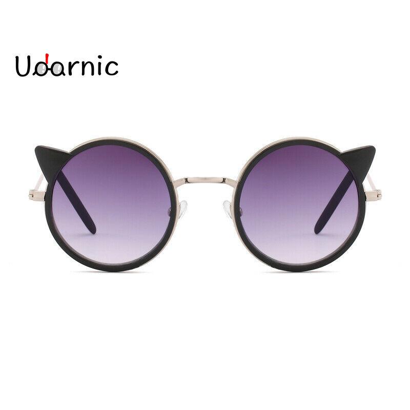 

Child Sunglasses Cat Ear Eye Round Black Frame Gradient Lens Kids Glasses Vintage Retro Boys Girls 233-216