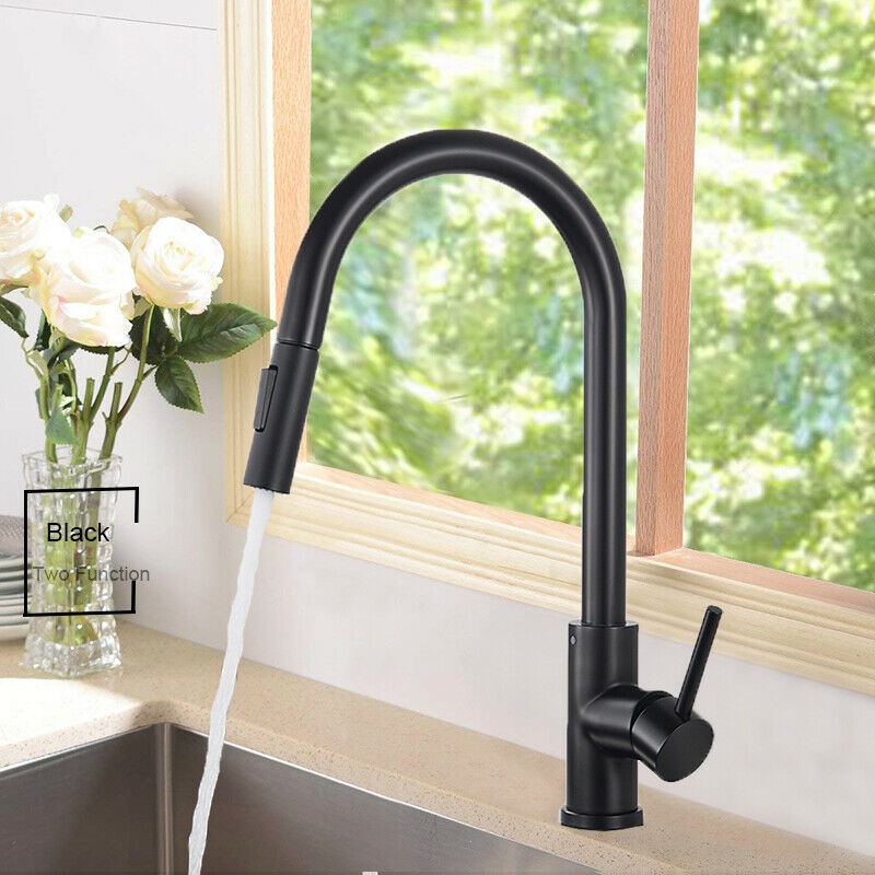 

Stainless Steel Monobloc Kitchen Sink Mixer Tap Pull Out Hose Spray Single Lever