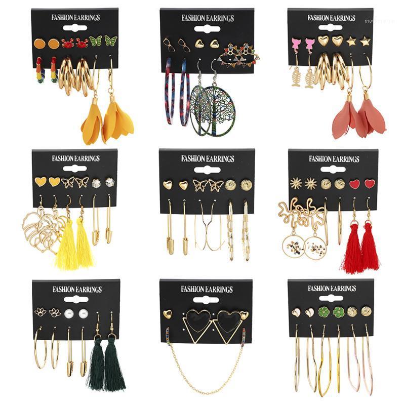 

LURUIXU Bohemian Vintage Tassel Drop Earrings Set For Women 2020 Fashion Big Geometric Dangle Earring Set Female Jewelry Gift1