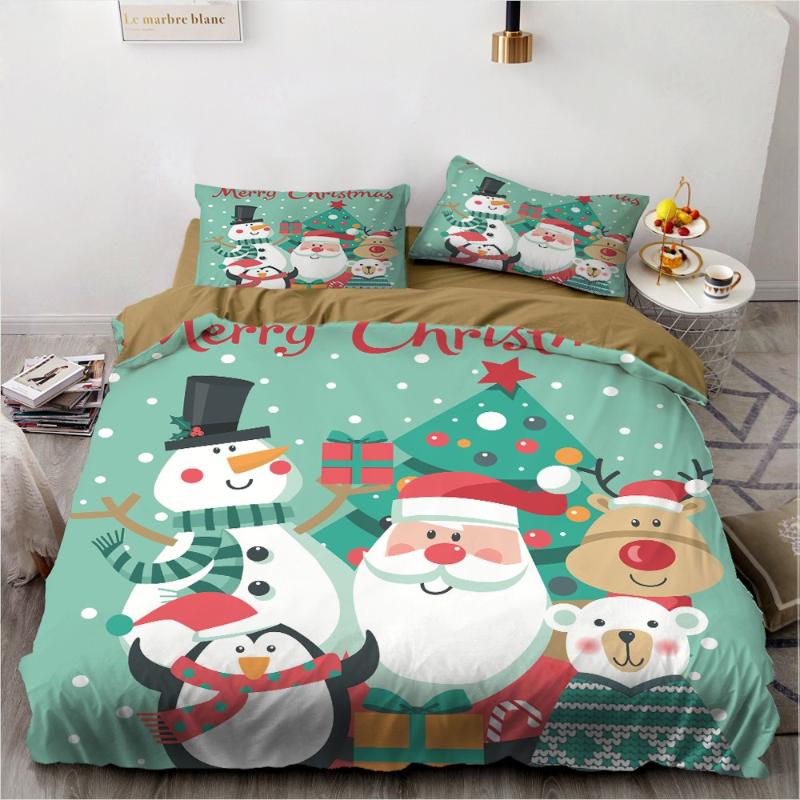 

2/3 Pieces Happy New Year Bedding Set 3D Print Merry Christmas Duvet Cover For Bedroom Bed Cover Set Home Room Bed Quilt, As picture
