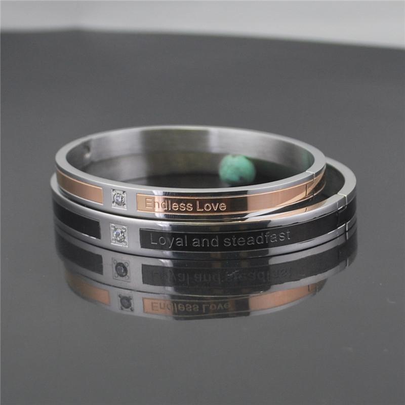 

Bangle Fashion 8mm Love Letter Bracelets For Women Female Vintage 316l Stainless Steel Bangles With Cubic Zirconia 2021 Jewelry
