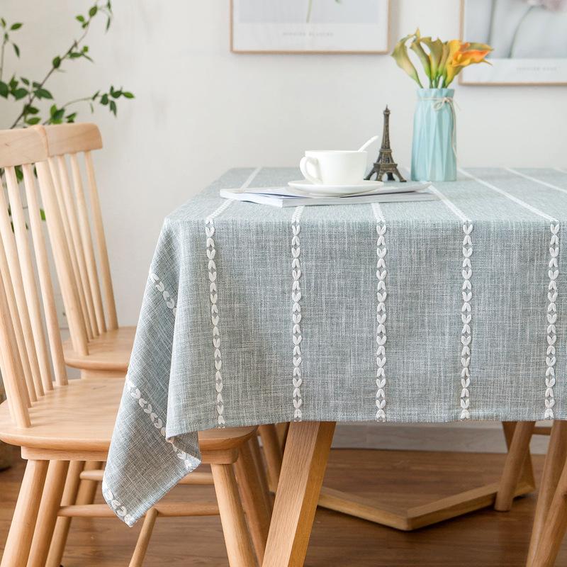 

Nordic Rectangle Tablecloth for Wedding Party Striped Dyed Dustproof Polyester Fabric Table Covers Simple Tables Decor Clothes, Coffee