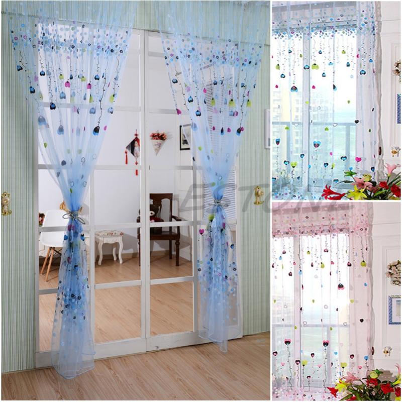 

Hogar Paradise Hot Sale Cute Love Balloon Tulle Voile Balcony Children's Bedroom Window Drape Sheer Curtain, Pink