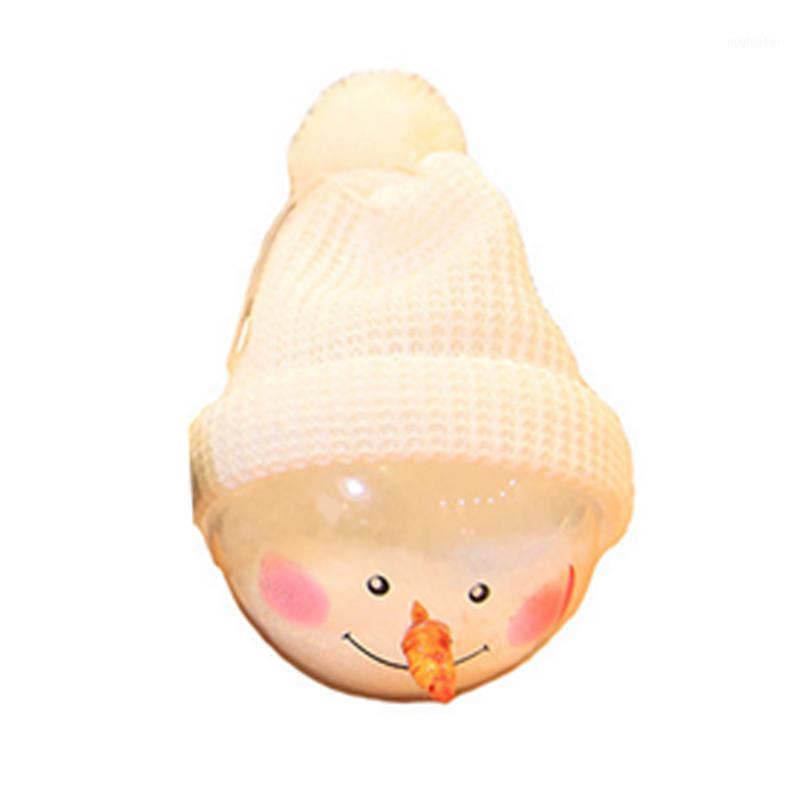 

Christmas Snowman Ball Plastic Clear Snowman Doll Round Ball With White Hat Christmas Tree Pendant Ornament White1