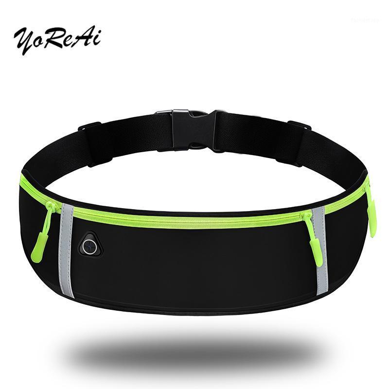 

Waterproof unisex waist pack men fanny pack women belt bum bag Reflective Strip waist bag male phone wallet Pouch Bags Patchwork1, Black