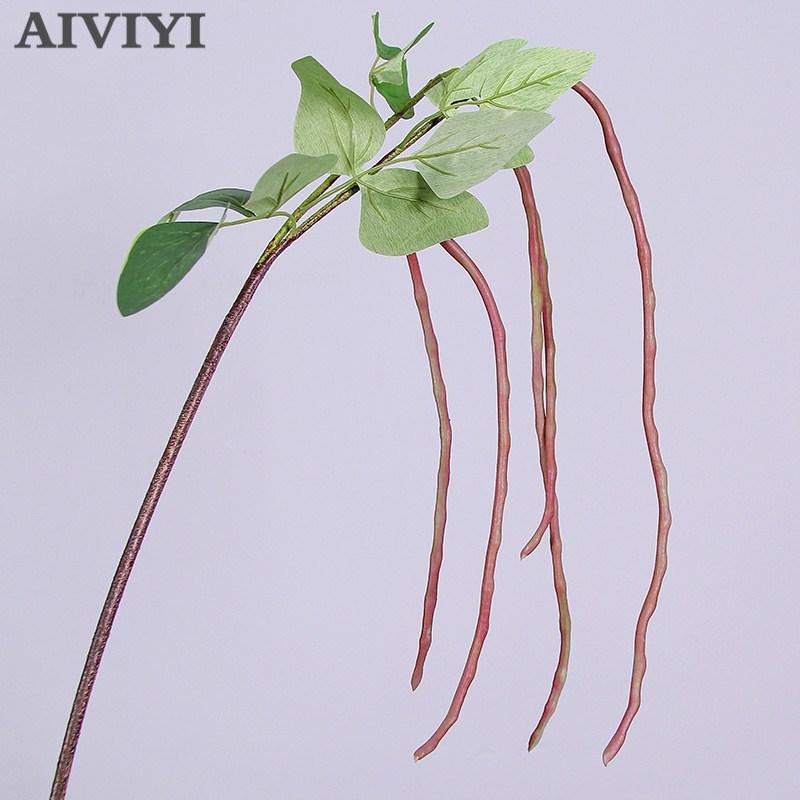 

Artificial plant simulation Long Pole Bean Asparagus Beans Cowpea branch plant wholesale home decoration party wedding decor, Red and green