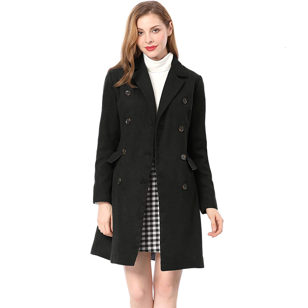 

2021 New Coats Winter Red Long Wool Coat Slim Double Breasted Woolen Cashmere Cardigan Blend Elegant Overcoat for Women Vpa4, Royal blue
