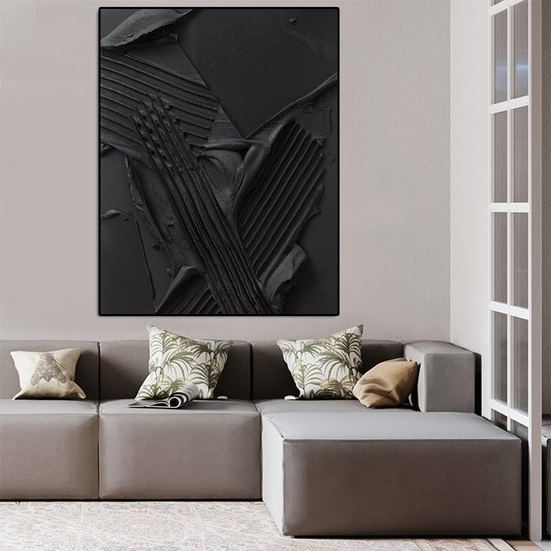 

Nordic Canvas Art Painting Wall Art Pure Black Wall Graffiti Canvas Painting Pictures Posters Print for Living Room HD