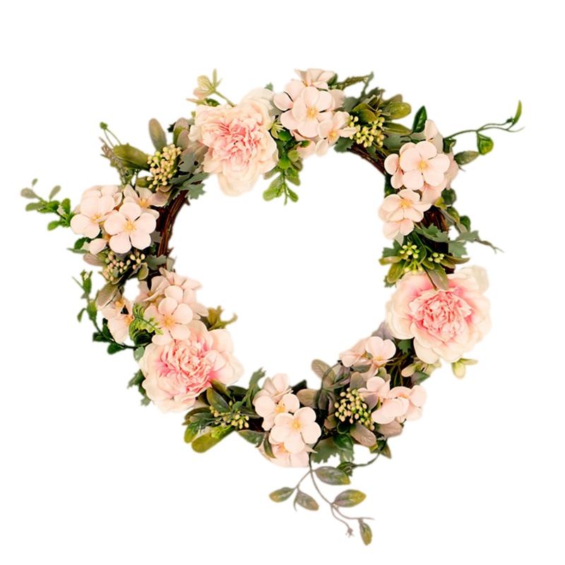 

Artificial Flower Wreath Front Door Wreath Camellia for Wedding Parties Home Wall Decor, Multi
