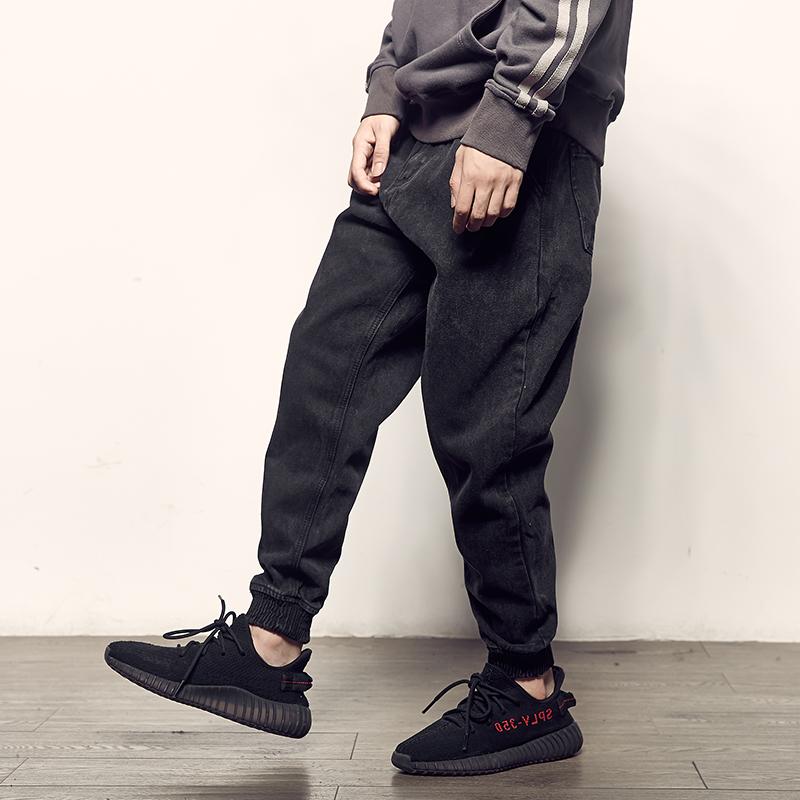 

Fashion Streetwear Men Jeans Black Color Plus Size 28- Loose Fit Spliced Designer Cargo Pants Hip Hop Jogger Wide Leg Trousers