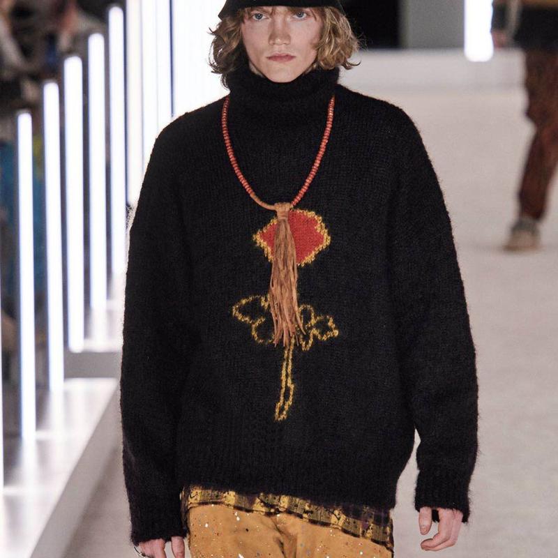 

DUYOU Men Sweaters Thick Turtleneck Sweater Cotton Windproof Ribbed Cuffs And Hem Warm Chompa Hombre, As pic