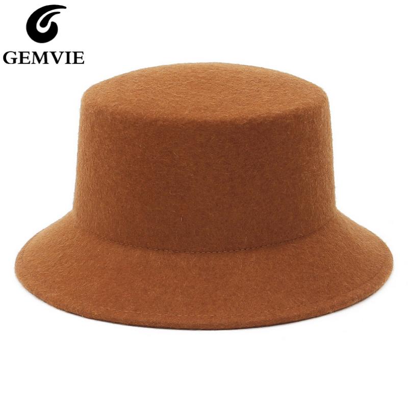 

GEMVIE 100% Wool Felt Bucket Hat Fedora For Women Medium Brim New 2021 Caramel/White, Black