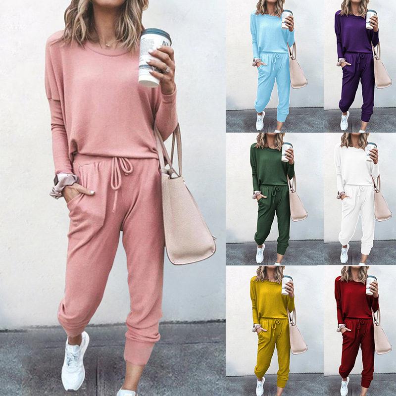 

Women Two Piece Set Sportswear Outfits Fall Long Sleeve Pullover Tops Leisure Pants Tracksuit Casual Jogging Sportswear 2020, Army green