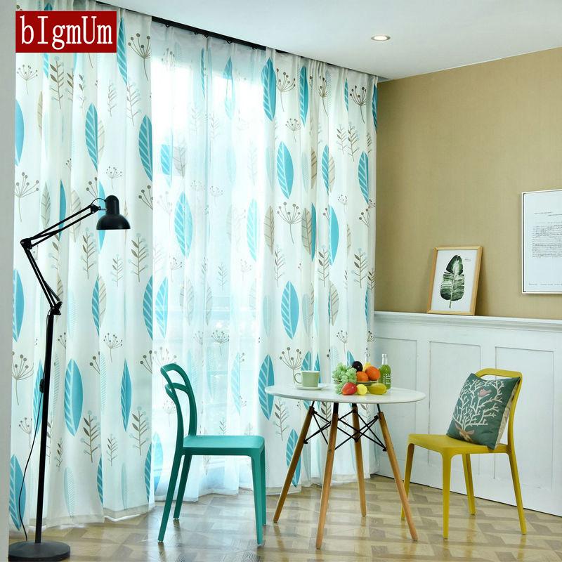 

Pastoral Kitchen Curtains Leaves Printed Curtains For Bedroom Living Room Cortina Roman Blinds Curtain Tulle Window Treatment, Tulle no 2