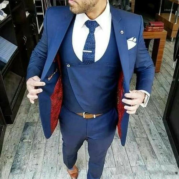 

Trendy Men Suits Notched Lapel Three Pieces Prom Suits Slim Fit Groomsmen Tuxedos Blazer Jacket Men Jacket+Vest+Pant1, Red
