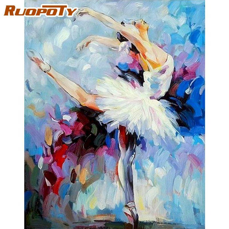 

RUOPOTY Painting By Numbers Kit 60x75cm Frame Woman Dancer Figure Picture By Number HandPainted Unique Gift Home Decoration