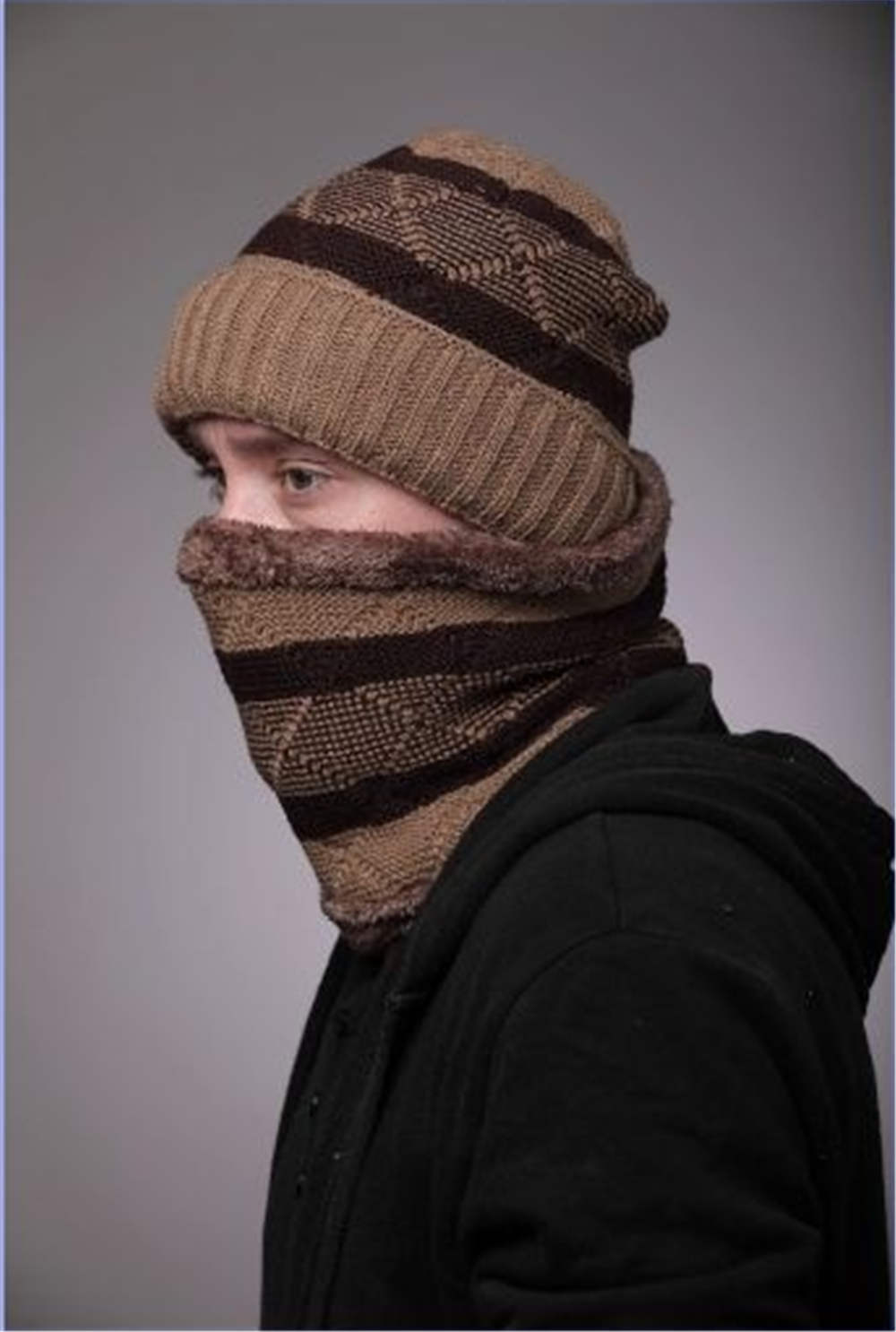 Spring Winter Beanie Hat Women Mens Knitted Caps Warm Winter Hats with Scarf Sets For Women Men Solid Hip-hop Casual Cuffed Beanies Warm