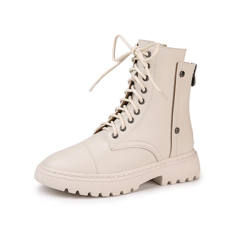 

Fashion Women Boots 2020 New Winter Casual Platform Increase Round Toe Black Lace-up Boots Woman Platform Patent Leather Shoes