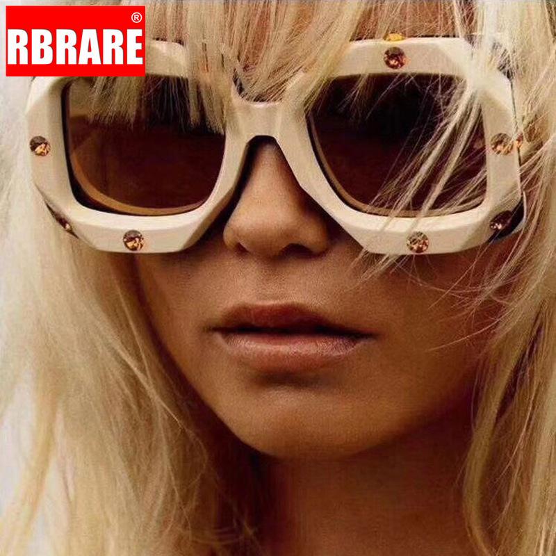 

RBRARE Oversize Square Frame Sunglasses Women 2020 High Quality Diamond Sun Glasses For Men Retro Brand Designer Oculos Feminino