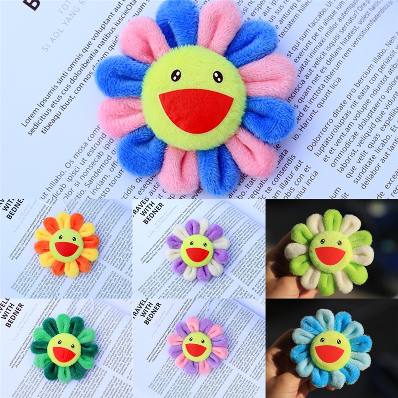 

69M New Sun flower Pin Takashi Sunflowers Kiki Kaikai Brooch Murakami Rainbow Badge Strap Plush maple leave brooch sale Huachenyu same, Gray