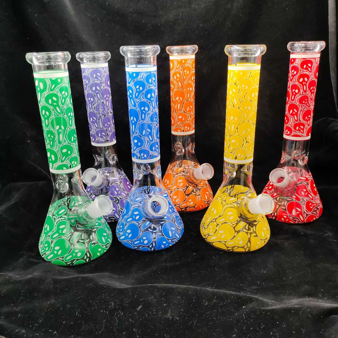 

Glow in The Dark 5mm 14inch Glass bong water pipe with 14mm Female Joint Beaker Bong oil dab rig free shipping