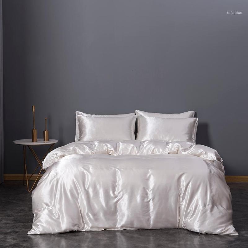 

3 piece white bedding, silk satin duvet cover, silk microfiber quilt cover, quilt extra large (104 x 90 inches), 1 q1, As pic