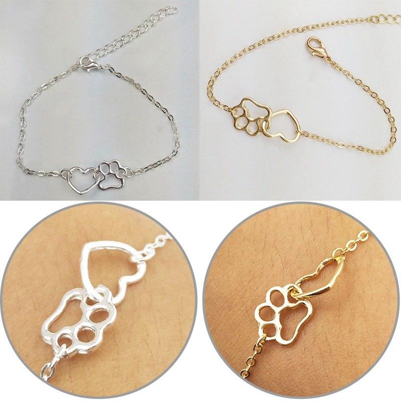 

Pet Footprint Bracelets Shellhard Cute Animal Tassut Cat Dog Love Heart Charm Bracelet for Women pulseras