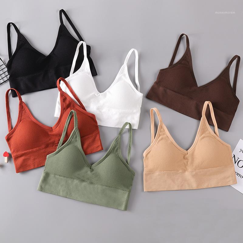 

Women Tank Crop Top Bra Underwear Seamless Tube Top Back Hollow Lingerie Wire Free Intimates With Removable Padded1, Coffee1