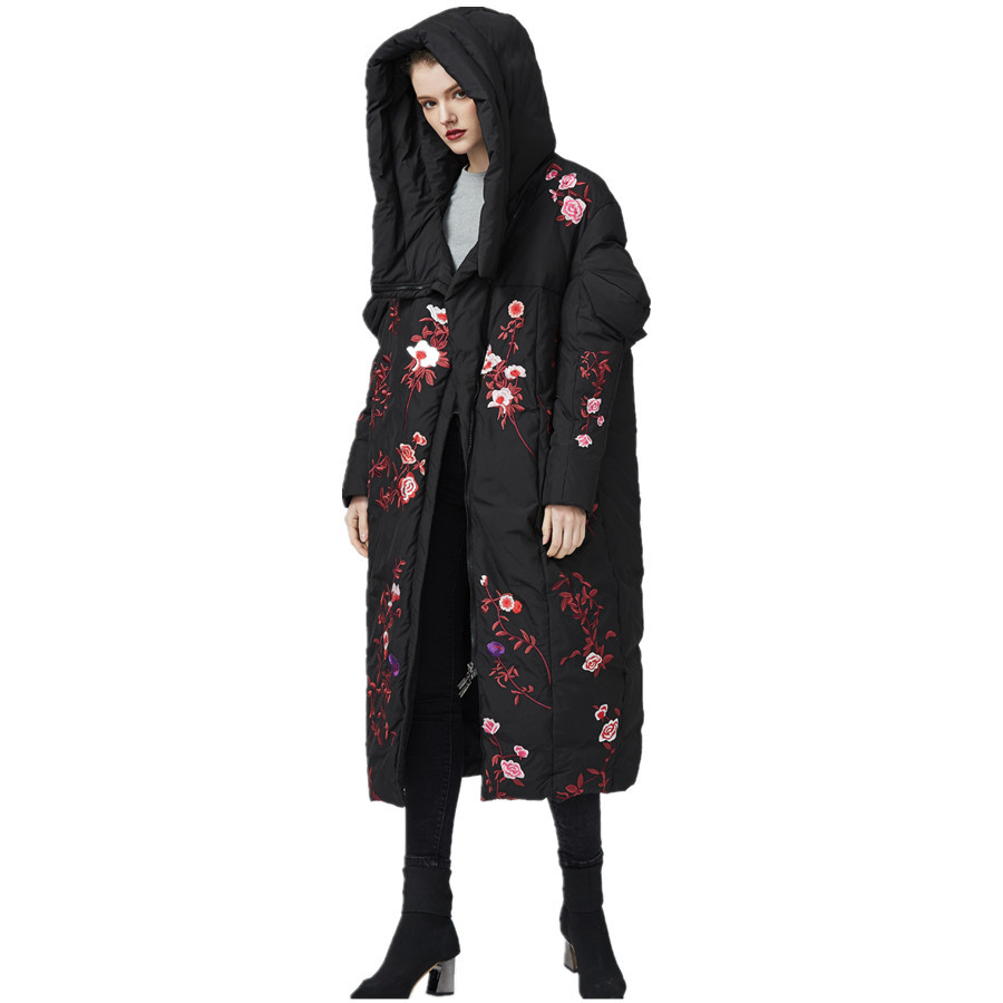 

Can fit-30 winter coats embroidered thicker hot oversize white duck down female coat x-long thick heat parkas f627, Kaki
