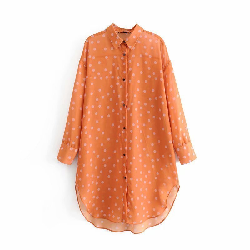 

2021 New Arrival Storm Summer Lapel Impression Long Sleeve Out Complete Chiffon Blouse Female AKM7, See chart