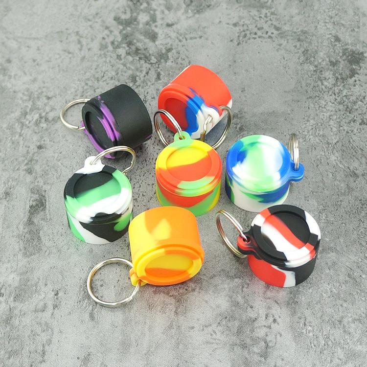 

Other smoking accessories 6ML Nonstick Silicone Container KeyChain Design Non-Stick Stash Multicolor FDA SiliconeJars Concentrate Case for Dab Oil Wax Jar