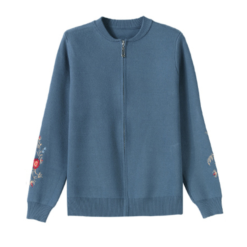 

2021 New Spring in the Autumn Thick Coats Fashion Embroidered Neck Short Tops Solid Color Zipper Women's Jackets 1TXU
