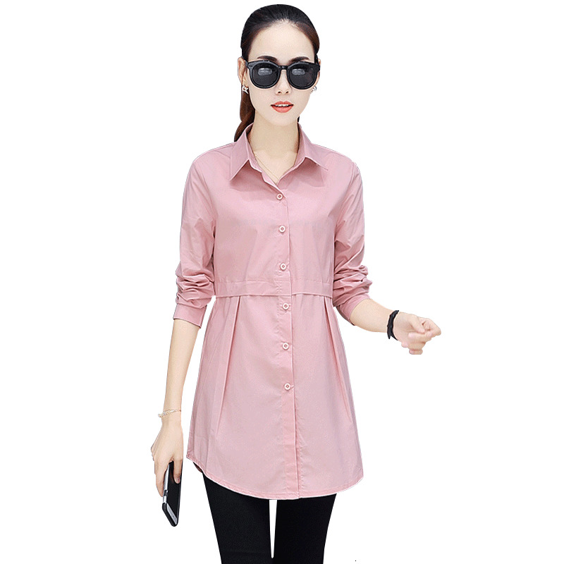 

2021 Loose Casual Cotton Blouses Women Spring New Sweet Simple Long Sleeve Shirts Single-breasted Female Office Blouse Tops Y249 3ifk, Green