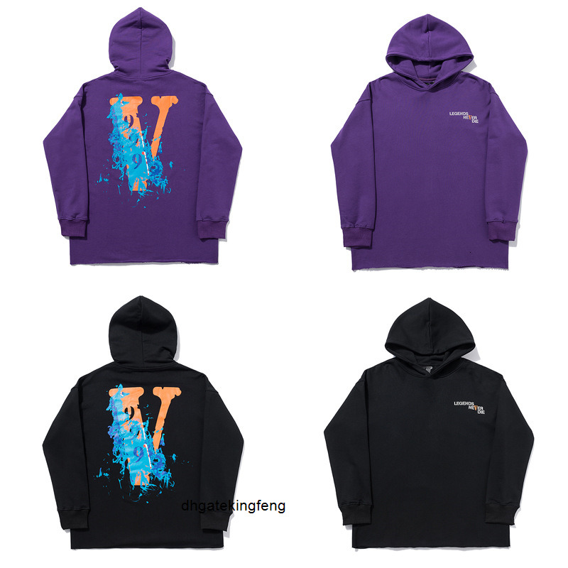 

Fashion brand vlong destruction hem hood 999 loose lovers Street hip hop purple sweater for men and women, Black