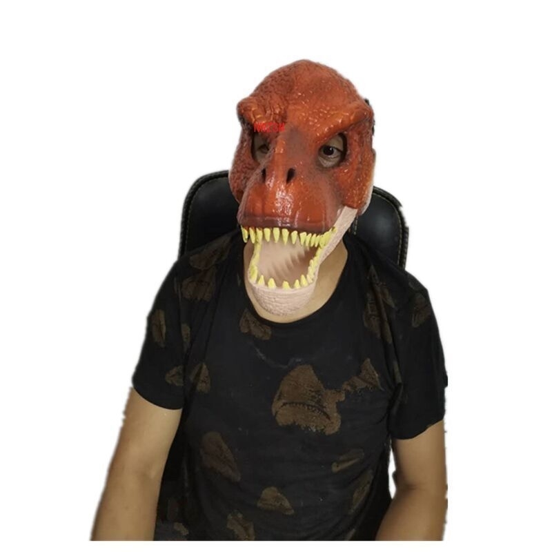 

Dinosaur World Mask with Opening Jaw Tyrannosaurus Rex Halloween Cosplay Costume Kids Party Carnival Props Full Head Helmet 200929