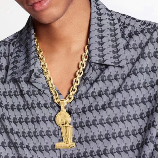 

2021 High quality luxury 18 K gold basketball Cup Men's necklace hip hop personality fashion jewelry Festival gift