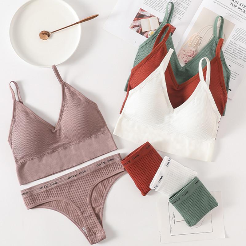 

Sexy G-String Women Bra Panties Set Push Up Active Bra Female Crop Top Fitness Seamless Underwear Sexy Lingerie Set Thongs, Yellow