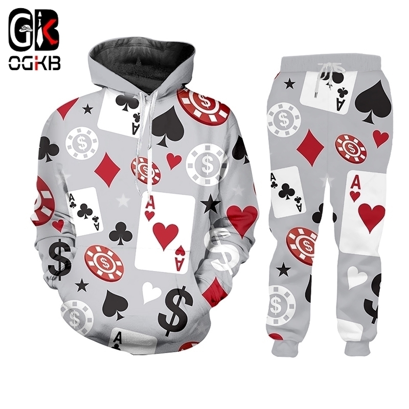 

OGKB New Harajuku 3D Printed Poker Fun Hip Hop Hoodies + Pants Tracksuit Sets Man Novelty Streetwear Sportswear Dropshipping 201201, Ttsh02304