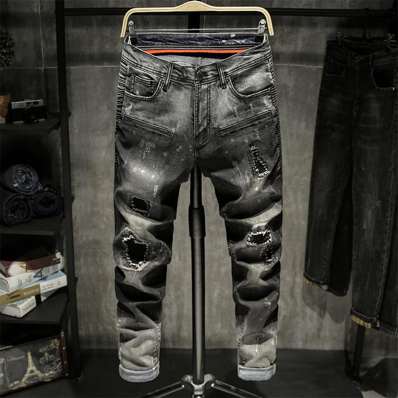 

2021 new brand fashion luxury designer men's jeans balman square jeans motorcycle knight high grade tight Hotel men, Gray
